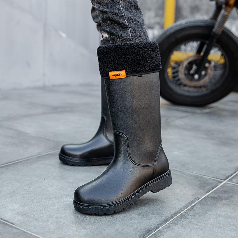 Herren Regenstiefel Langer Schaft Wasserschuhe Rutschfest Wasserdicht Sicherheitsarbeitsschuhe Plateau Kniehoch Regenstiefel Galoschen Anglerschuhe