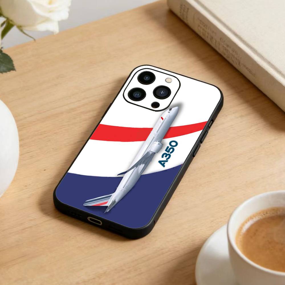 Airplane Pattern  Phone Case For iPhone17,16,15,14,13,12 Plus,Max Soft Silicone Black Cover