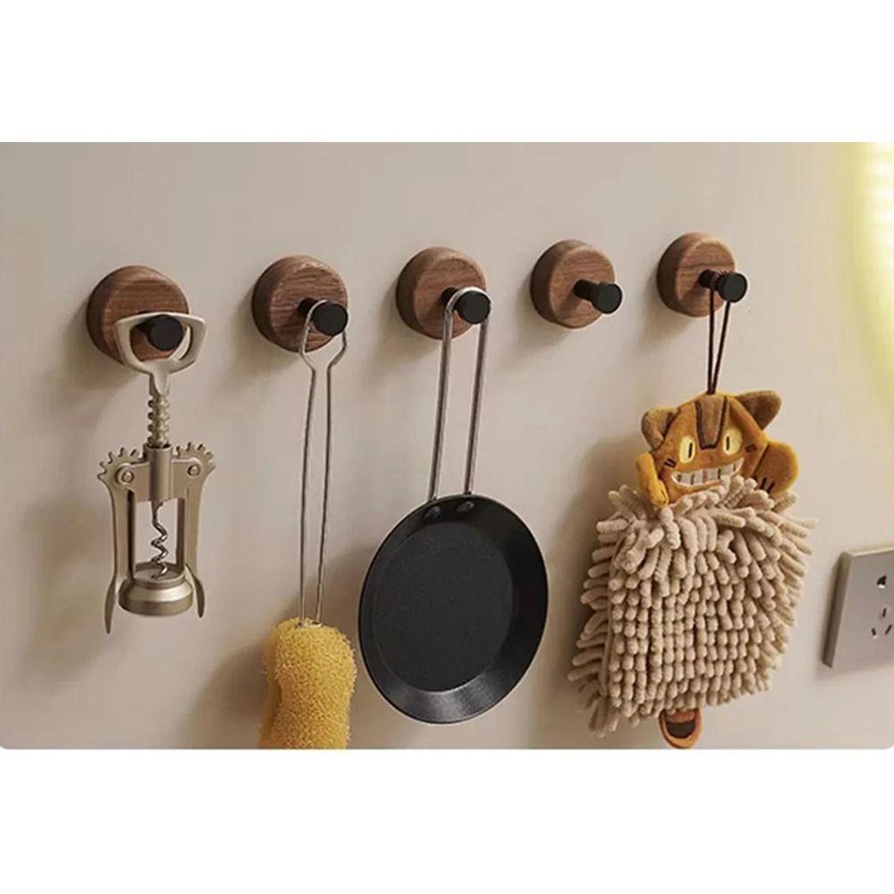 Rustproof Wall Hangers No Drilling Coat Storage Rack Nordic Style Wood Coat Hooks Clothes