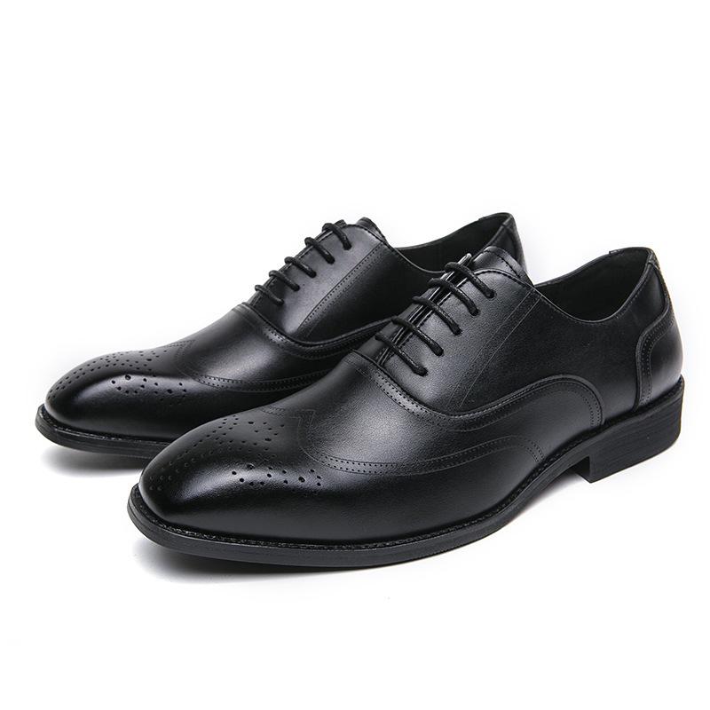 Men's Formal & Casual Autumn Leather Lace-Up Shoes with Square Toe - European & American Style, Fashionable Large Size for Office Wear