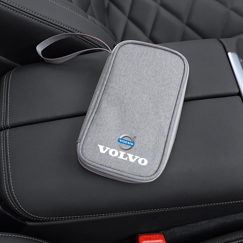 Portable Car Key Pack Auto Driver's License Phone Storage Bag For Volvo V60 V40 XC90 S60 C30 S80 V90 EX30 EX90 EM90 C40 S40 S80L