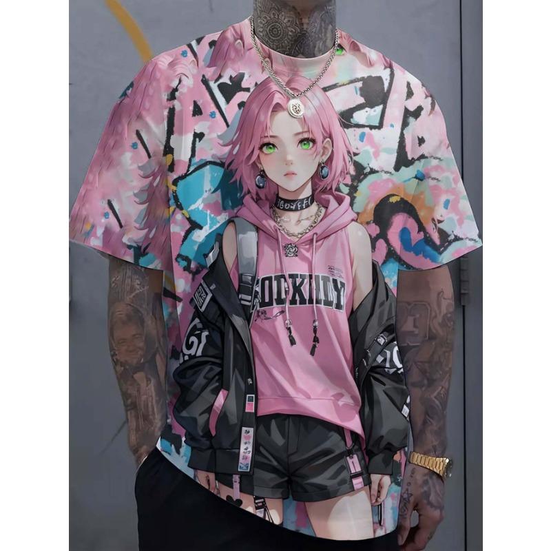 

Men s T-shirt Cartoon Sexy Girl graphic T shirts Summer Fashion Casual streetwear 3D 4XL