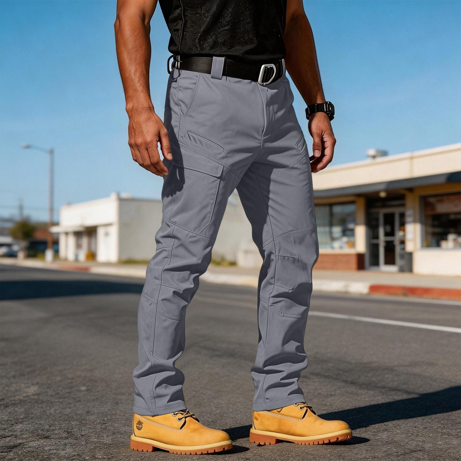 

Men s Multi-pocket Tear-resistant Fabric Work Pants For Outdoor Hiking And Casual Wear. (Without Waistband) M