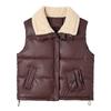 Lamb wool lapel splicing cotton vest autumn and winter new small sleeveless vest with vest jacket