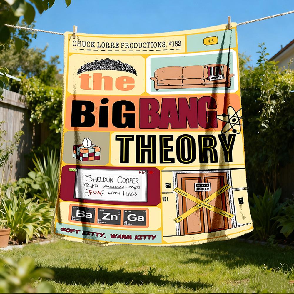 1 Stück The Big Bang Theory Outdoor Flanelldecke, Leicht Warm Gemütlich für Reisen Camping Büro Weiches Polyestergewebe