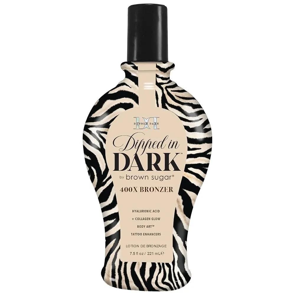 Brown Sugar Deep in Dark Tanning Lotion, Double Dark 400X Bronzer, containing Hyaluronic Acid, Collagen, and Tattoo Enhancer, 200ml (7.5 oz)