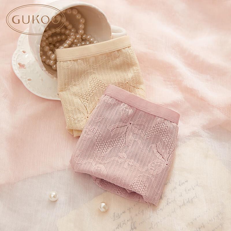Gukoo Women's Pure Color Lace Briefs