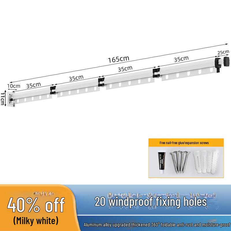 "Punch-Free Suction Cup Folding Clothes Rack - Telescopic Invisible Balcony Rod"