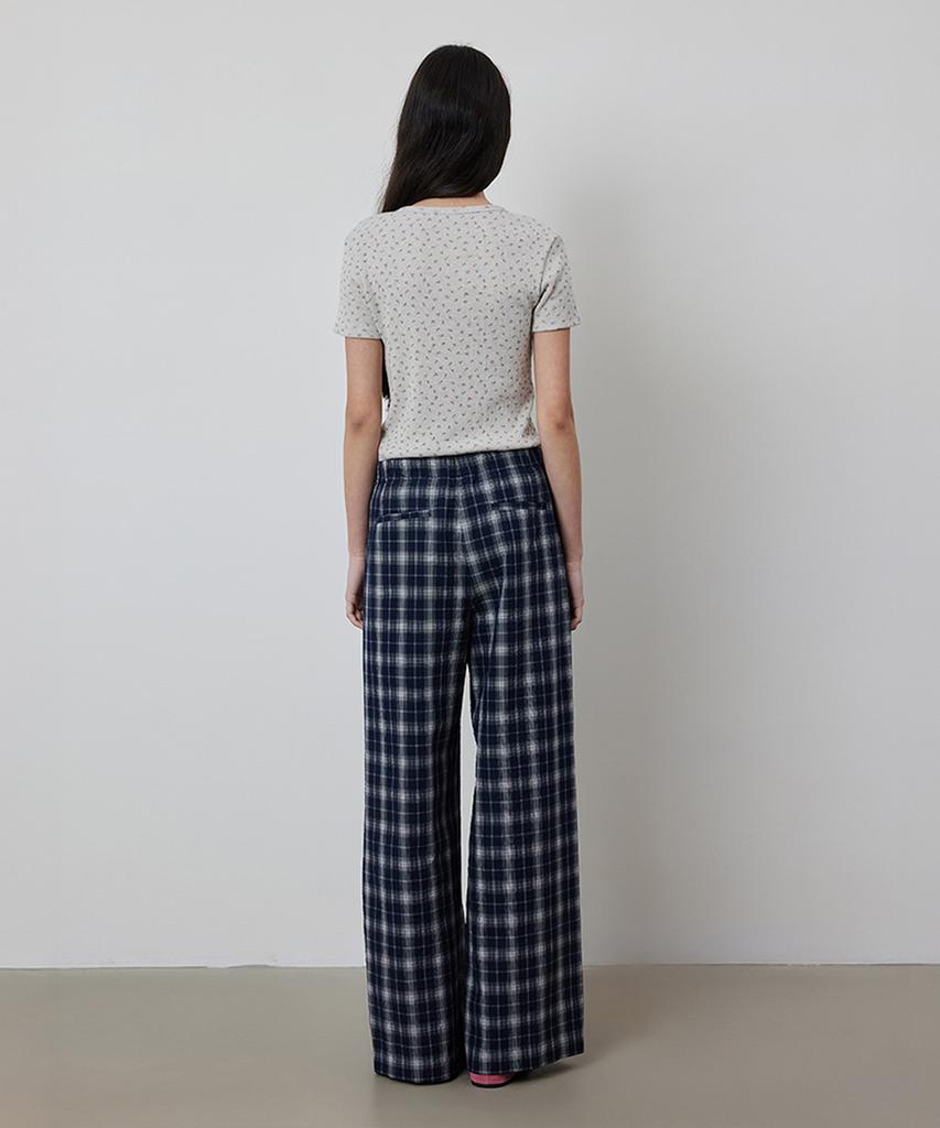 Kwinseulaebis Check Strap Cotton Wrinkle Summer Pants