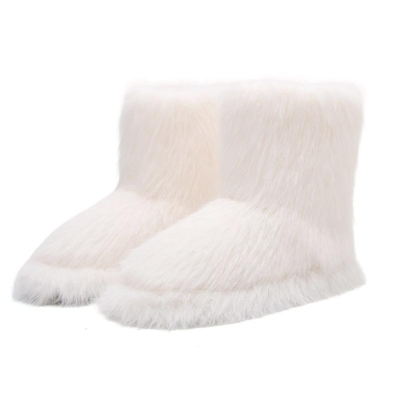 Cross-border Foreign Trade Wholesale Long-haired Women's Boots Winter Warm Indoor High Barrel Boots Bag Heel Thickened Non-slip Home Cotton Shoes