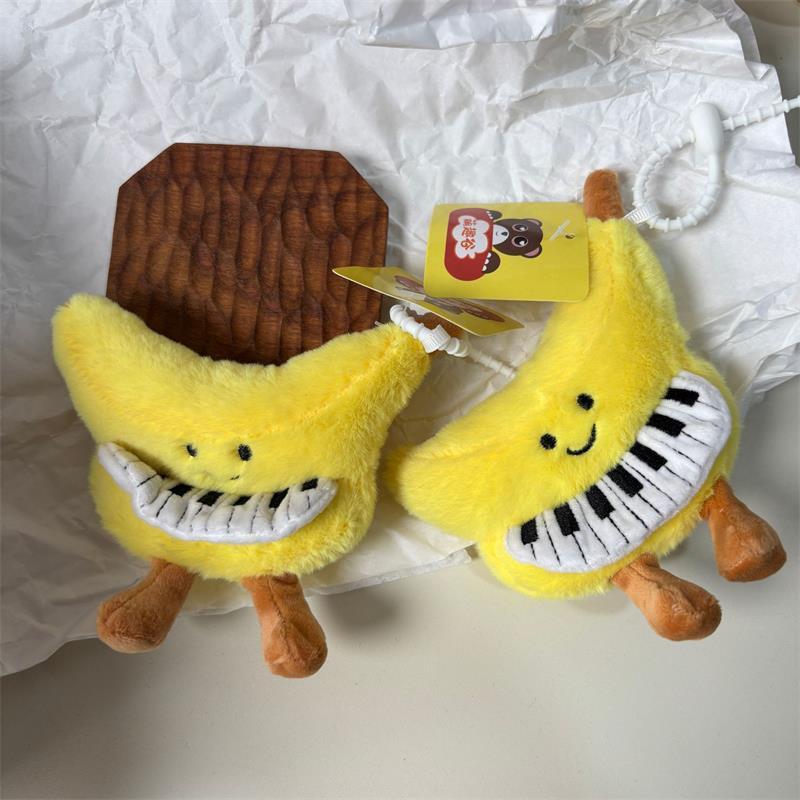 Urocza Żółta Banana Piano Pluszowa Lalka Wypchane Zabawki Brelok Zawieszka Ozdoby do Torby Ozdoby do Plecaka Brelok dla Dziewczynki Prezenty dla Dzieci