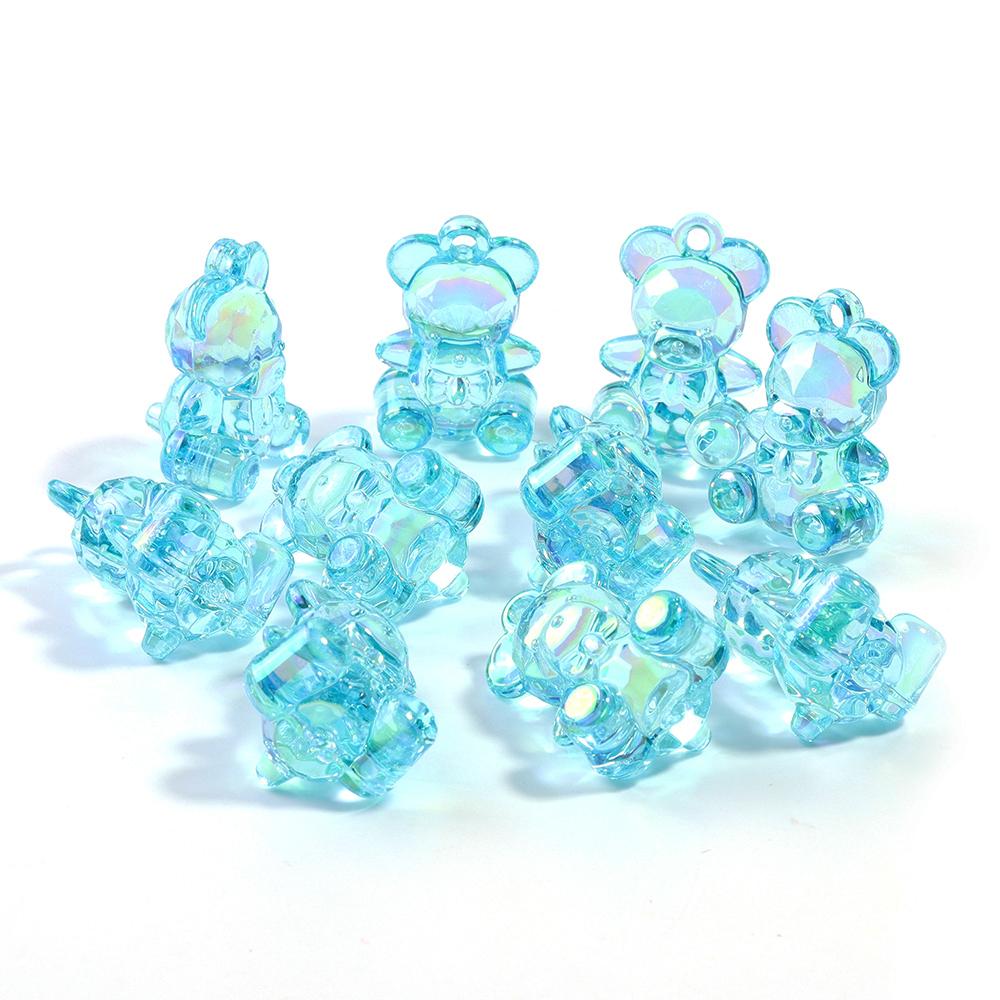 10Pcs/lot Acrylic Bear Charms Beads Colorful Transparent Gummy Cute Pendant for Handmade Necklace Earrings Jewelry Accessories