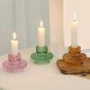 Set of 6 Double Use Striped Glass Candlestick Flower Vases for Elegant Decoration Glass Candlestick Holder Homes Accent