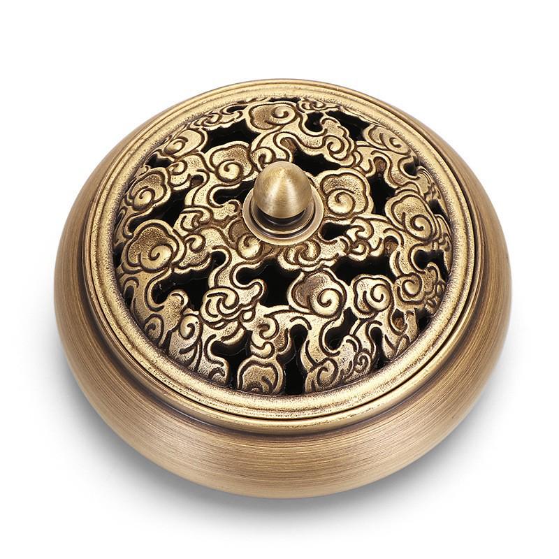 Jinlian Räuchergefäß aus Messing mit flachem Boden für den Heim- und Innenbereich