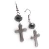 Les Trésors De Lily [J8128] - Black Gray 'Cross' Designer Earrings