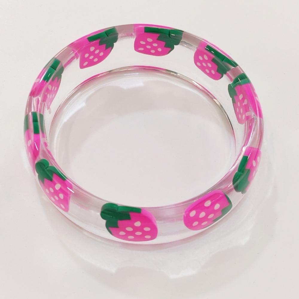 

Hand Ring Cartoon Fruit Acrylic Bangle Exaggerated Wide Bracelet Circular Geometric Bracelet Girls Style 11