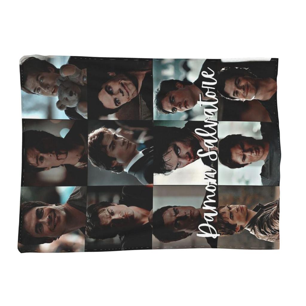 The Vampire Diaries Damon Salvatore Blankets Soft Warm Flannel Throw Blanket Bedspread for Bed Living Room Picnic Travel Home