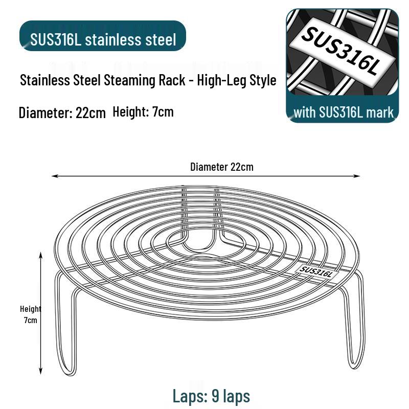 316 Stainless Steel Steamer Rack for Buns and Vegetables - Pressure Cooker Tray & Water Bath Separator