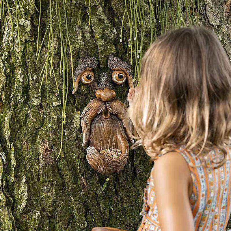 

Деревянные лица Декор На открытом воздухе Смешные причудливые украшения Ручная роспись древесных лиц