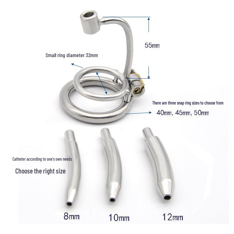 Men's Stainless Steel Chastity Cage with Detachable Tube and Urethral Plug - Customizable Thickness for Adult SM Training