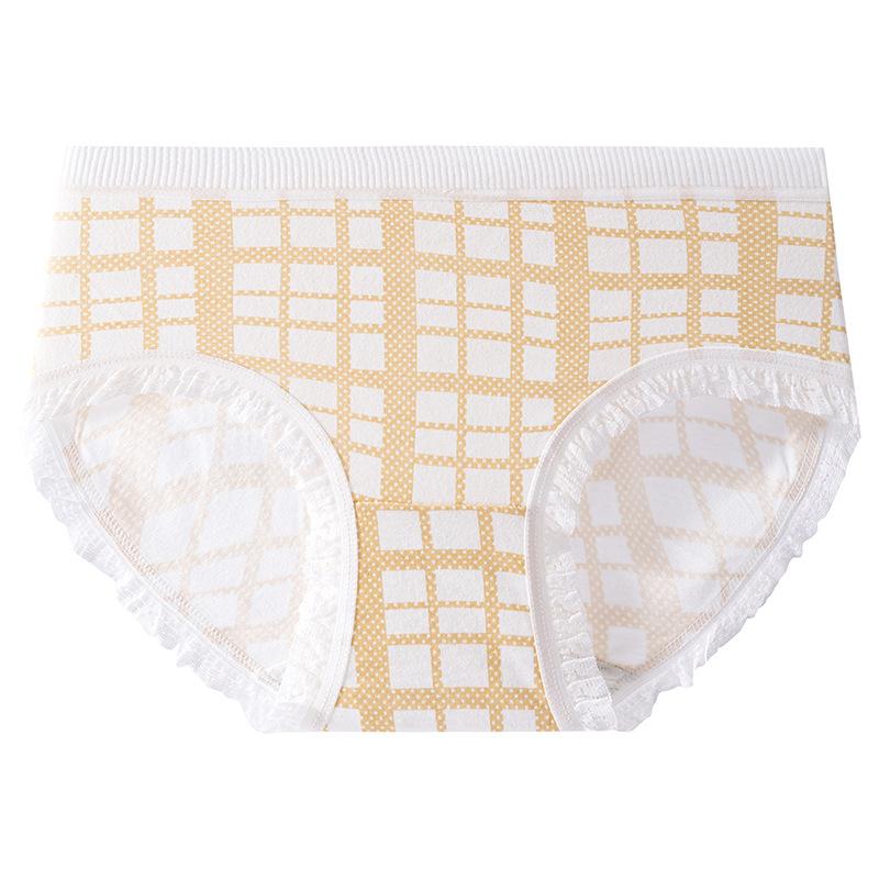 

Женское весенне-осеннее новое милое нижнее белье из чистого хлопка, с антибактериальной ластовицей, дышащее, с завышенной талией XL белый/жёлтый