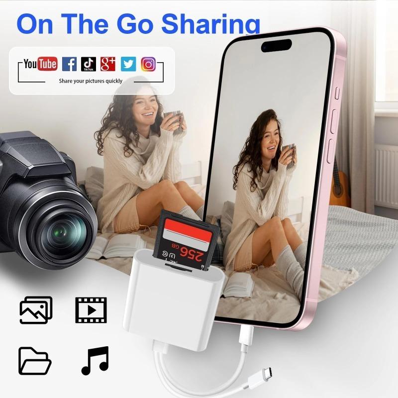 Dual Port Card Reader Adapter Compatible with IOS Android Mobile Phones Portable Memory Transfer Connector Universal Computer