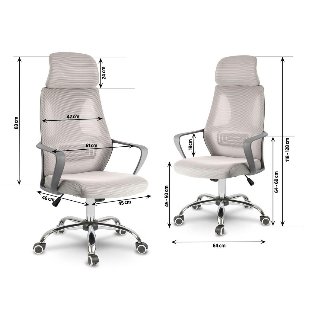 Fotel Biurowy Z Mikrosiatką Praga - Jasnoszary