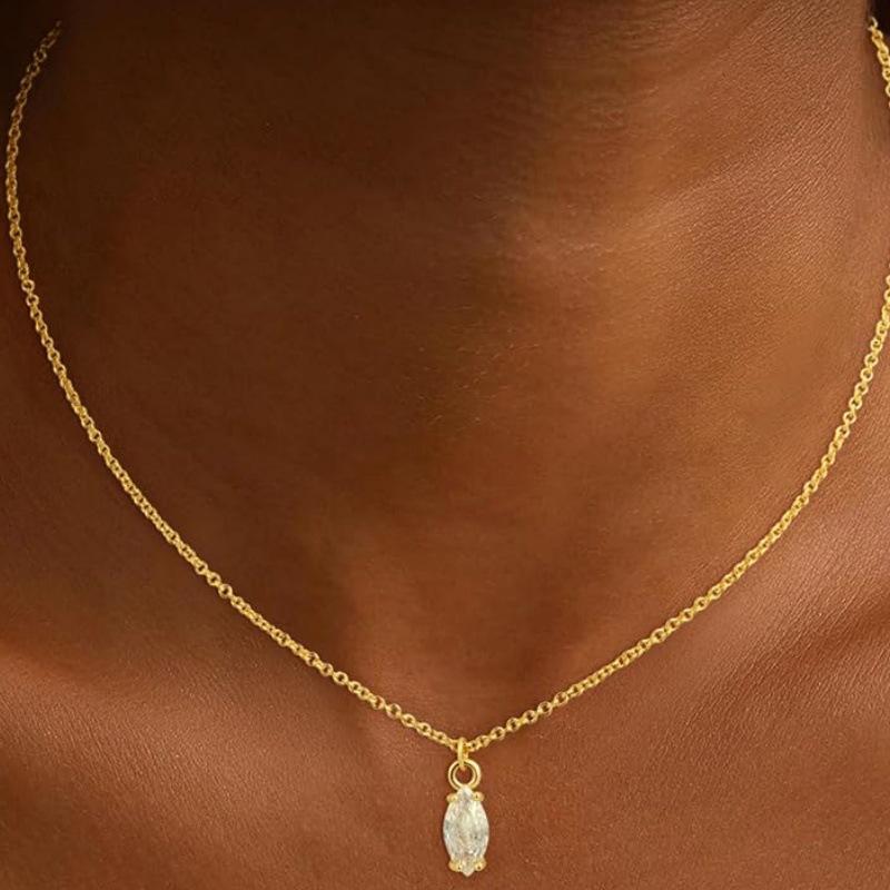 2026 New Cross-Border European American-Style Multilayer Zircon Copper Electroplated Minimalist Necklace Women Fashionable