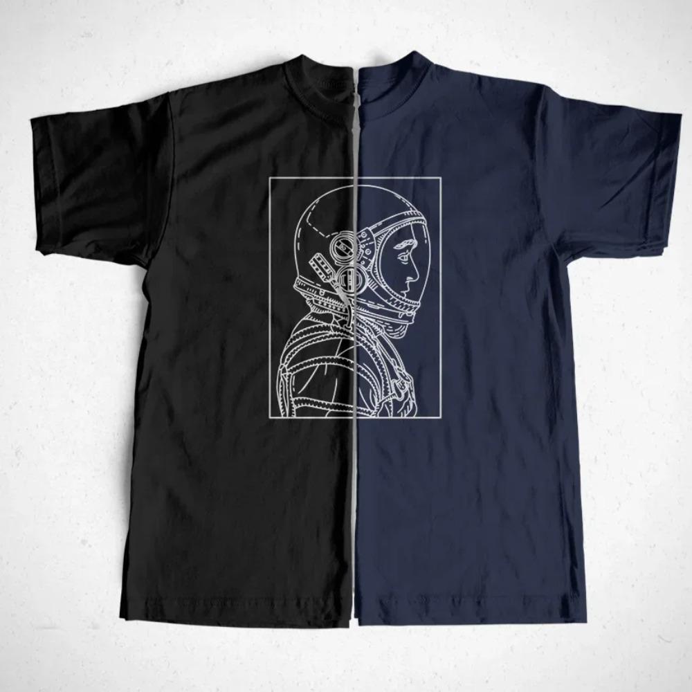 Big Size Space Print Unisex T Shirt Loose Astronaut Print Men Tshirt Short Sleeve T-shirt Men Tee Shirt Space18