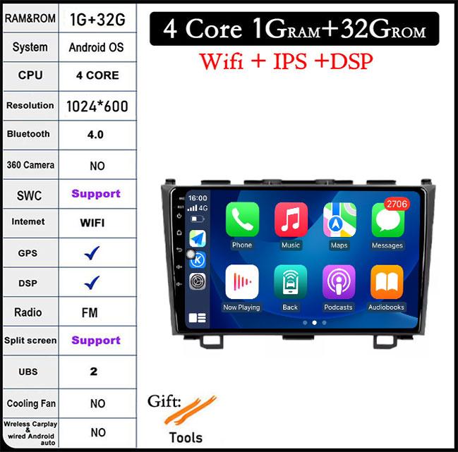 

9-дюймовый Android 14 для Honda CRV CR-V 3 RE 2006-2012 Автомобильный радиоприемник GPS-навигатор Мультимедийный проигрыватель Стерео Головное устройство QLED Экран