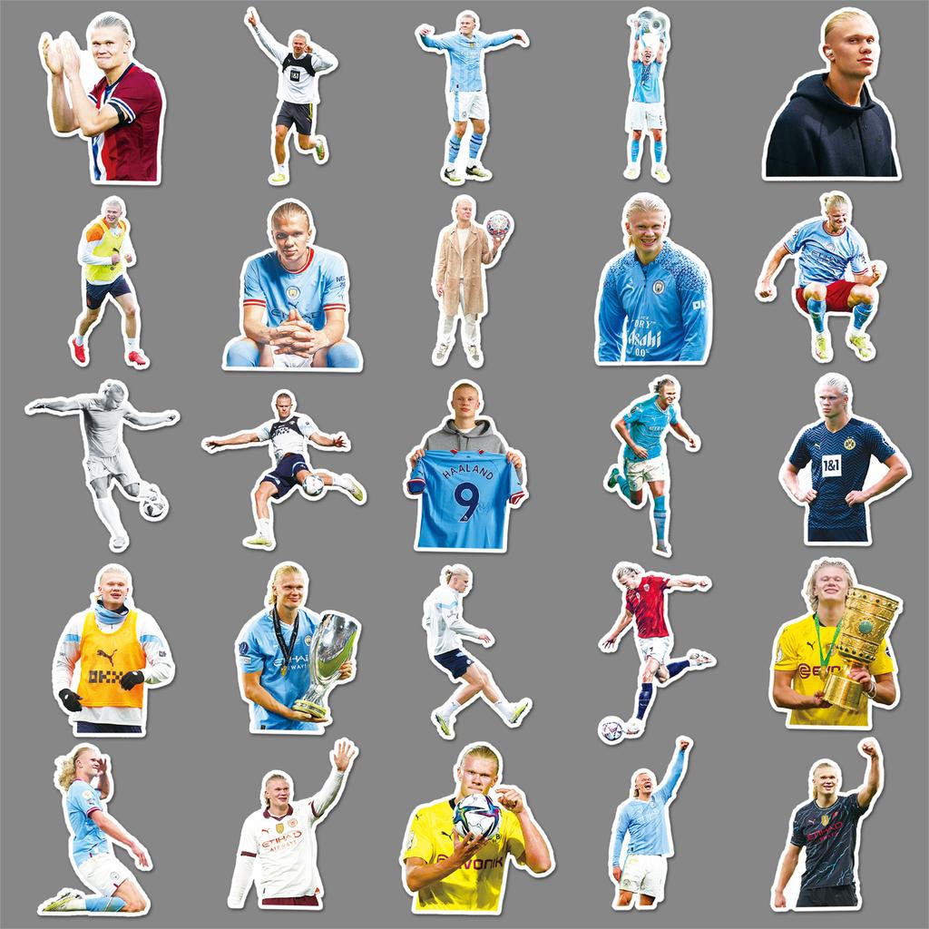 Haaland Aufkleber 50 Stück Fußball Sportstar Haaland Wasserdichte Abziehbilder DIY Laptop Scrapbook Aufkleber Kreatives Geschenk