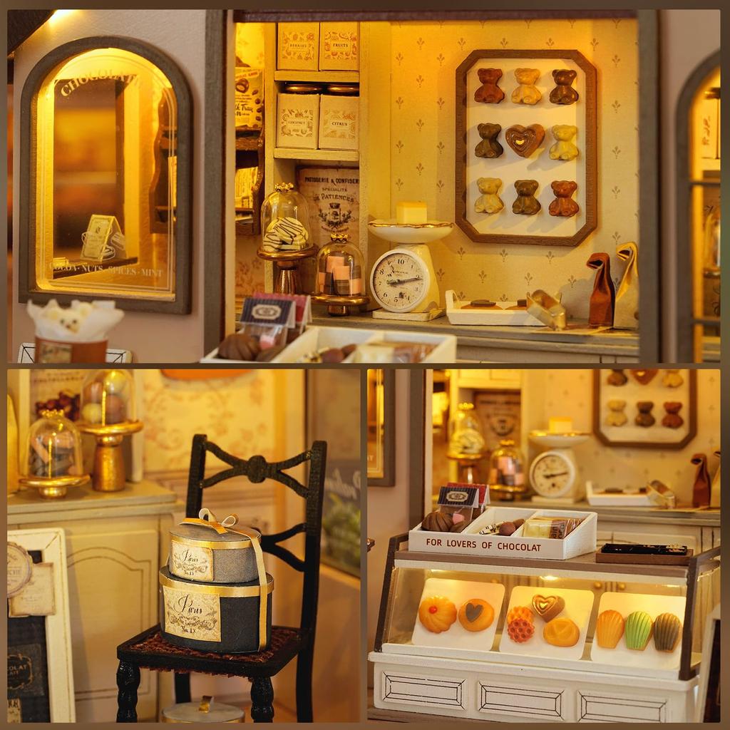 CRESYMME Dollhouse Miniature Kit, Wooden 3D Puzzle, DIY Handmade for Adults (Yuttari Bakery)