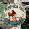 2D Flat 1pc, 8x8 In, Fresh Eggs From The Farm Metal Sign - Rustic Farmhouse Aluminum Metal Decorative Signs & Plaques, Durable Indoor/Outdoor