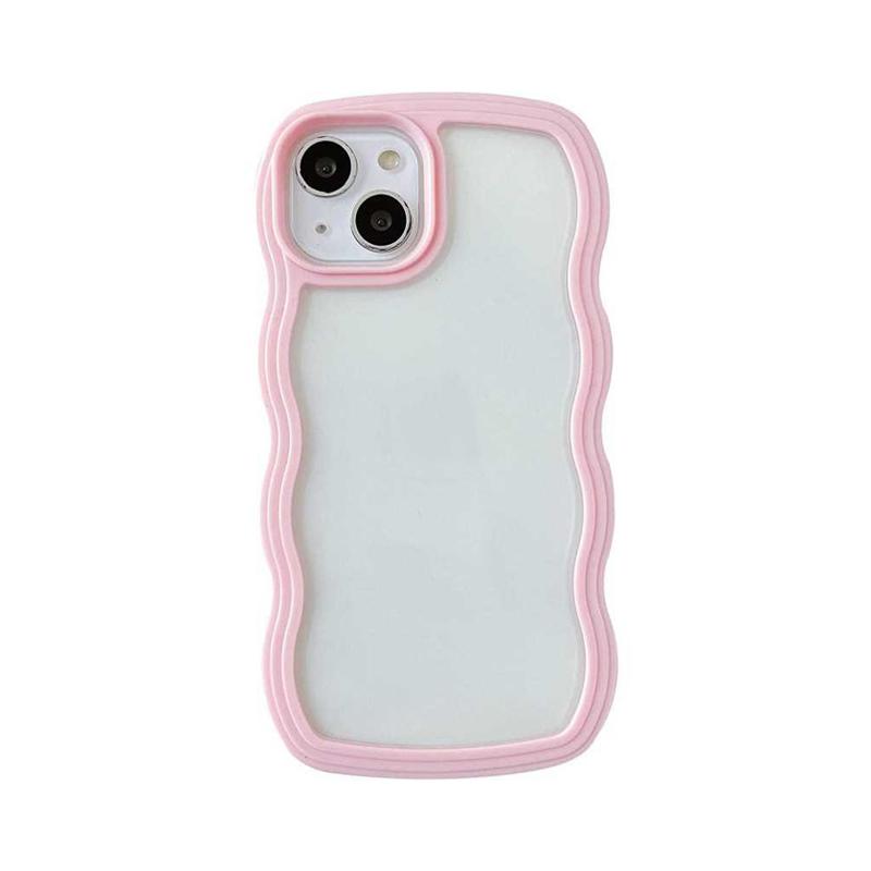 Simple Fashion Wave Frame Clear Shockproof Back Cover For iPhone 16 Pro Max 15 14 Plus 13 12 11 17 Pro Max 17 Air Case