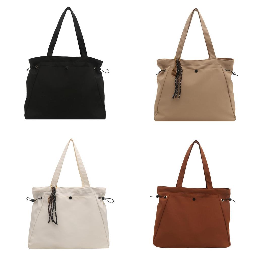 Nylon Large Tote Bag For Women Casual Street Style With Zipper Closure And Inner Phone Pocket