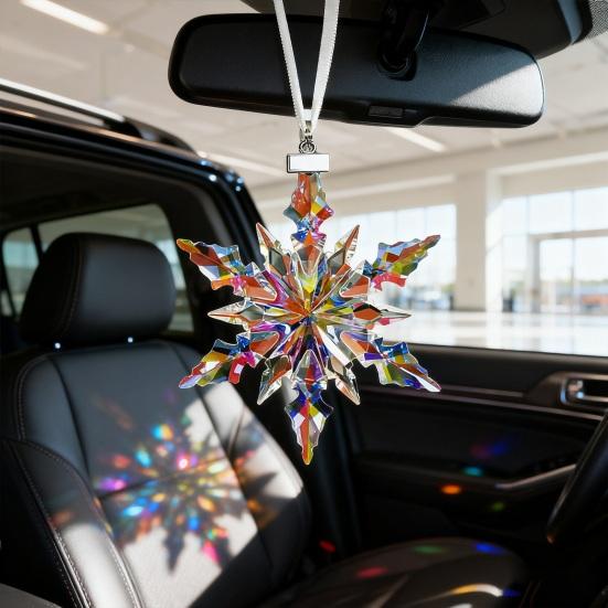 Faux Crystal Snowflake Ornament Sparkly Clear Faceted Snowflake Christmas Tree Ornament for Winter Wonderland Decoration Holiday Party Favors