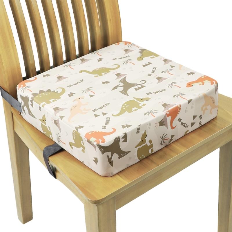 Booster Seat for Dining Table Printed Pattern Kids Booster Seat with Safety Buckles Anti-Slip Bottom Heightening Cushion