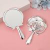 Rose Flower Portable Folding Makeup Mirror - Lightweight Handheld Touch-up Mirror with Electroplated Solid Color Design