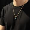 Retro Dämonenauge Halskette Rundes Auge Gedrehte Kette Gedrehter Schlüsselbein Choker Blaue Farbe Legierung Anhänger Halskette Tägliches Tragen