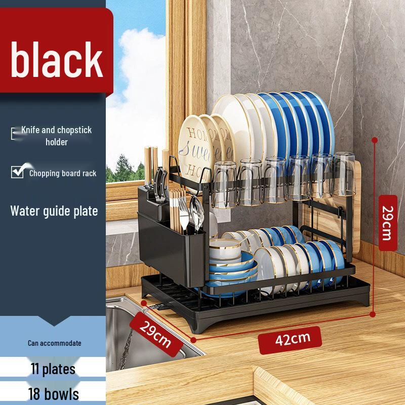 Cross-border Kitchen Dish Rack Set: Bowl, Plate, Knife & Chopstick Holder with Cutting Board Rack & Drip Tray