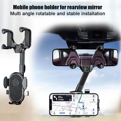 NEW Car Rearview Mirror Phone Holder Multi-function 360° Rotatable Mobile Phone Holder For GPS Navigation Cellphone Bracket