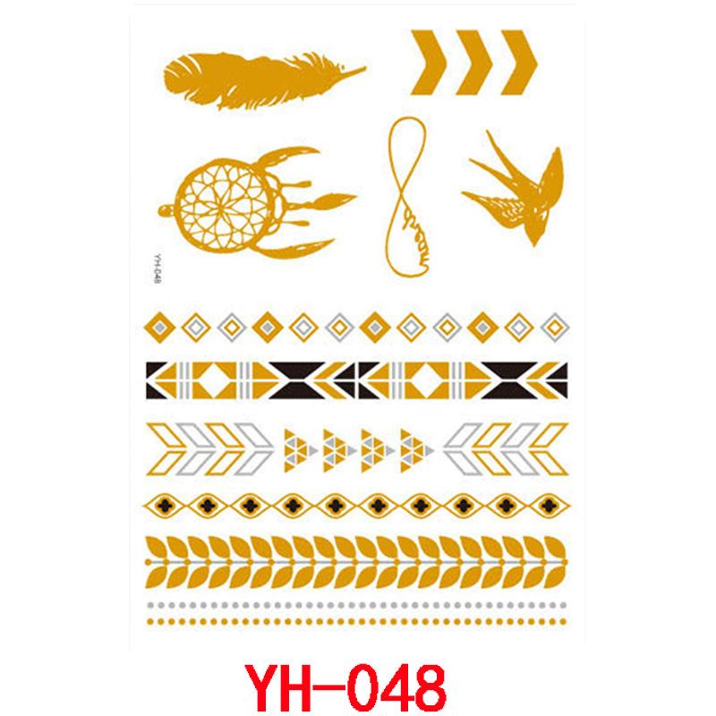 Bronzing Tattoo Sticker, Metal Waterproof Tattoo Sticker, Tattoo