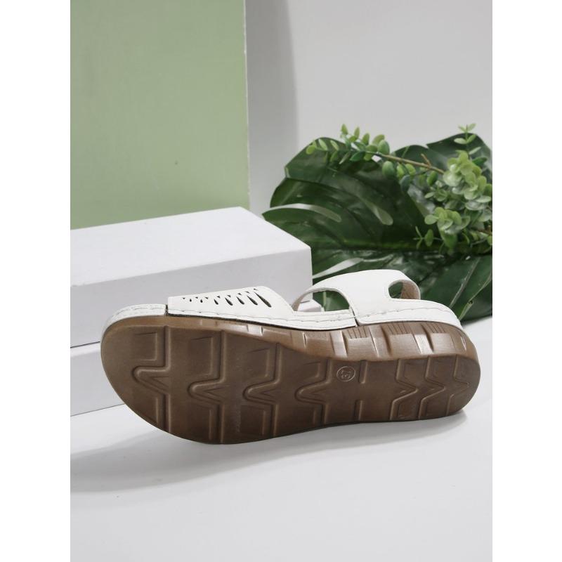 Damen Übergröße Plateau Cut-Out Sport Sandalen Sommer Europäisch Amerikanischer Stil Klettverschluss Lässige Slipper