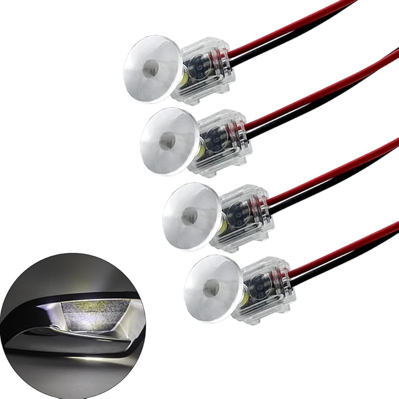 4pcs Red Car Door Light,Flush Mount 12V LED Light for Bumper Grille Cars Interior Dash Ambient Lighting Motorcycle Door Bowl Lamp LED Indicator Light