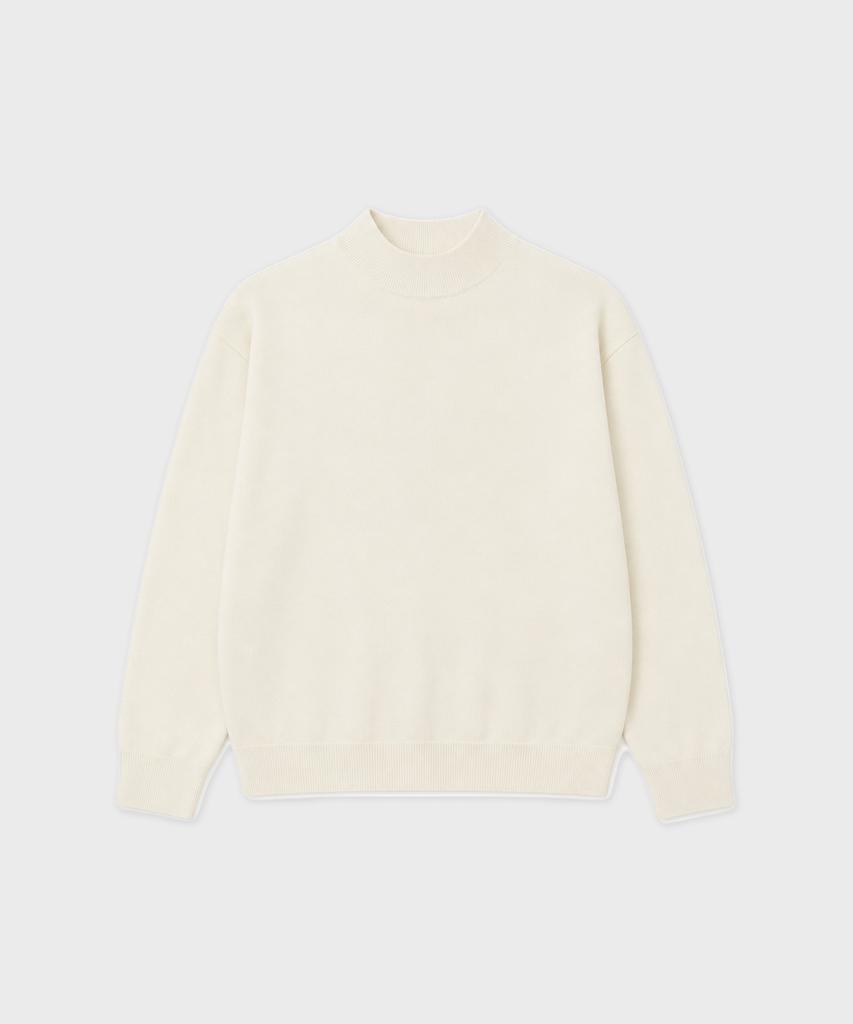 WORK ON BODY OFF Kor Semi-Overfit Mock Neck Knit [Ivory]