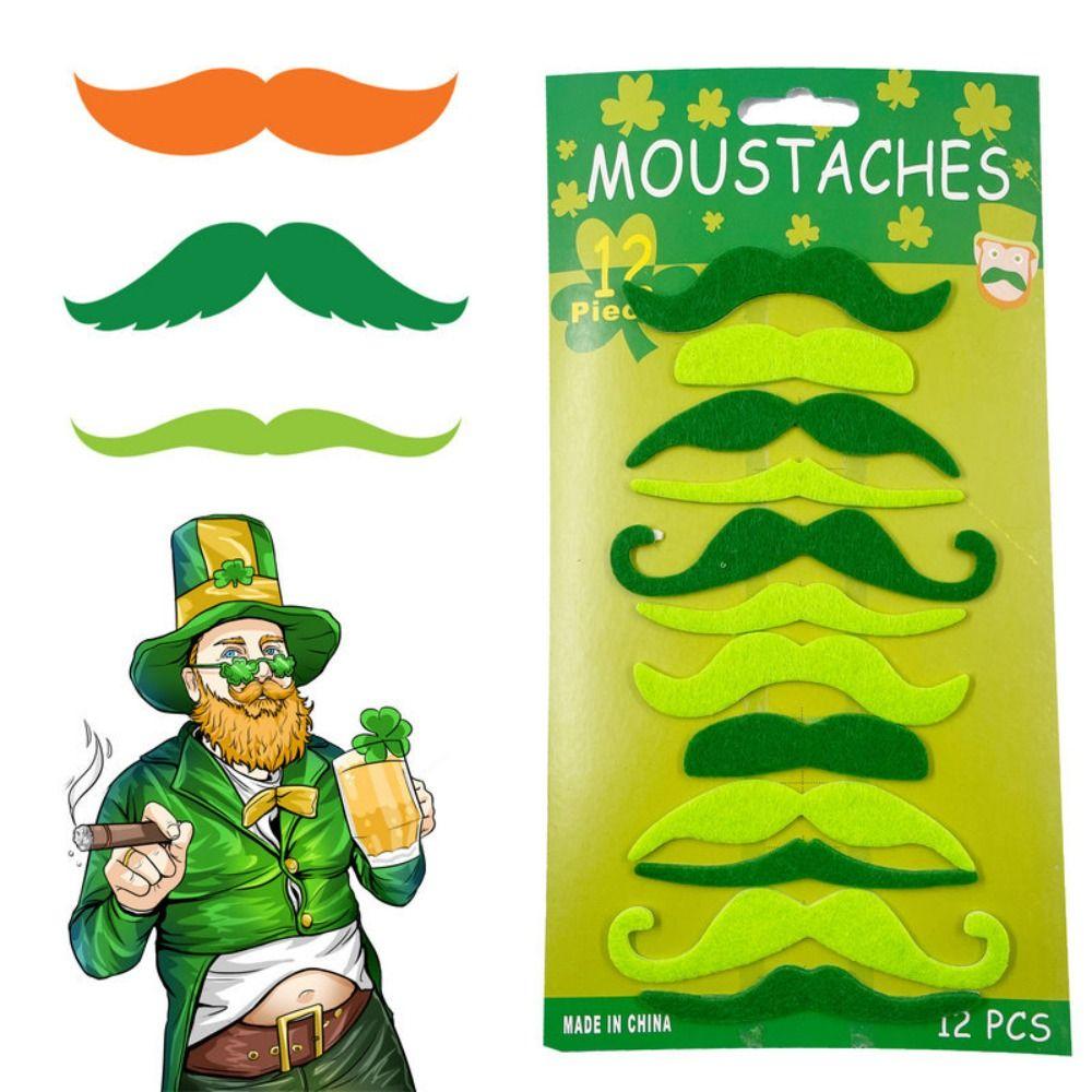 

1 Set Unique Green Series Mustaches Dress Up Fake Beard Props Irish Green Beard St. Patrick s Day