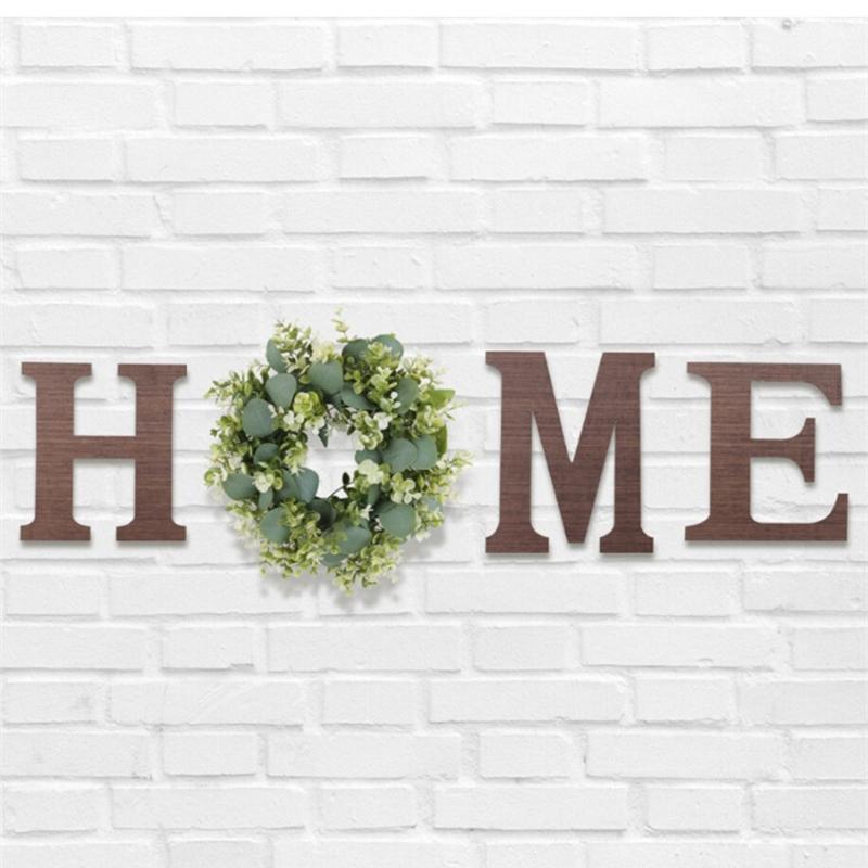 Home Letter with Wreath Farmhouses Decors Wood Decorative Sign for Bedroom Livingrooms Entryways Kitchen Housewarming