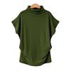 Plus Size Women's Solid Batwing Sleeve T-Shirt - Half-High Collar, Loose Fit, Polyester-Cotton Blend, Short-Sleeve