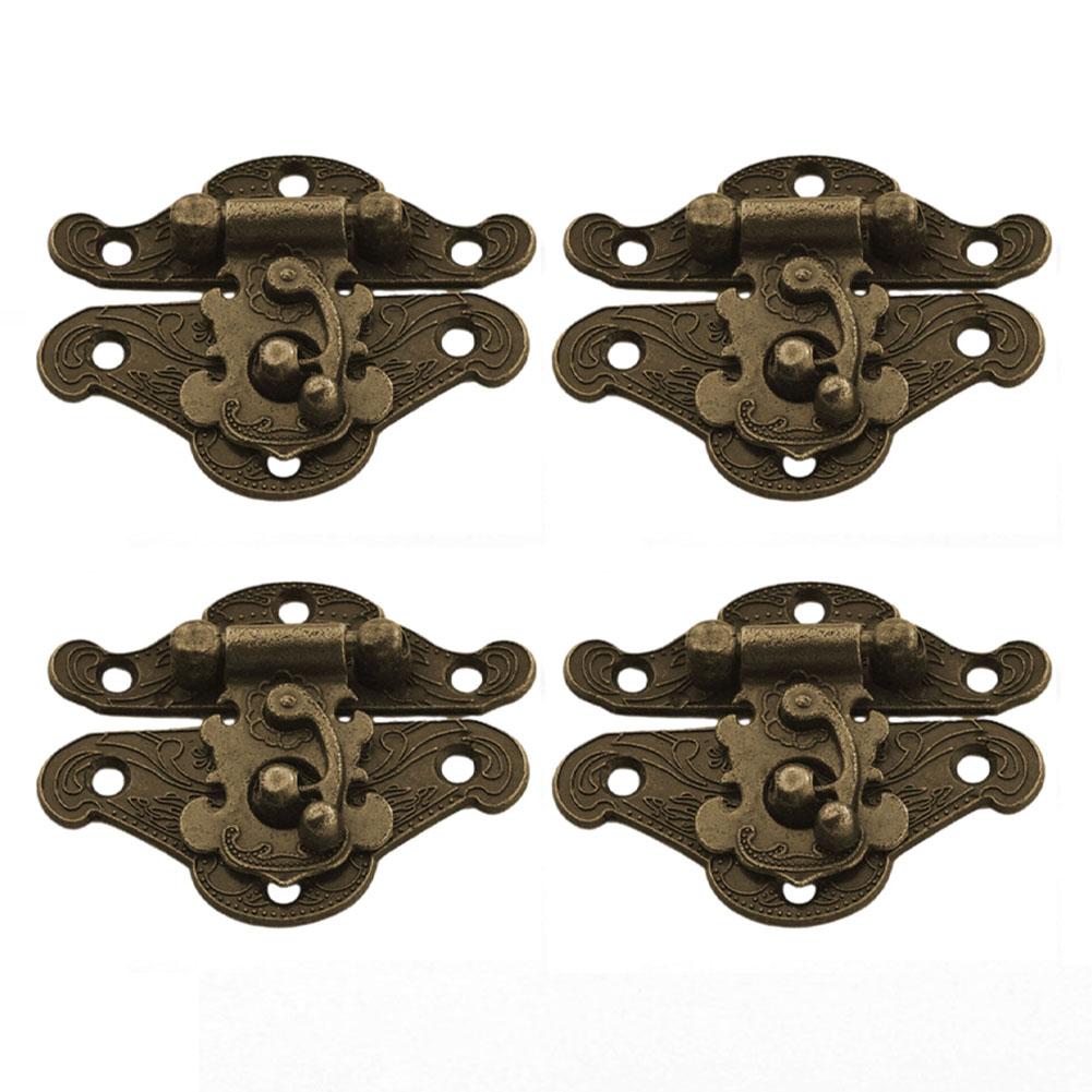 4 bucăți bijuterii din bronz antic, cutie din lemn, încuietori pentru sertar, valize decorative, încuietoare, încuietoare, accesorii hardware