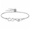 Stainless Steel Infinity Heart Initial Letter Bracelet Adjustable Slider Box Chain Bracelet for Women